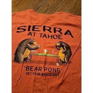 New Vintage DuckCo Sierra Tahoe Bear Beer Pong Shirt Medium Funny Novelty TShirt